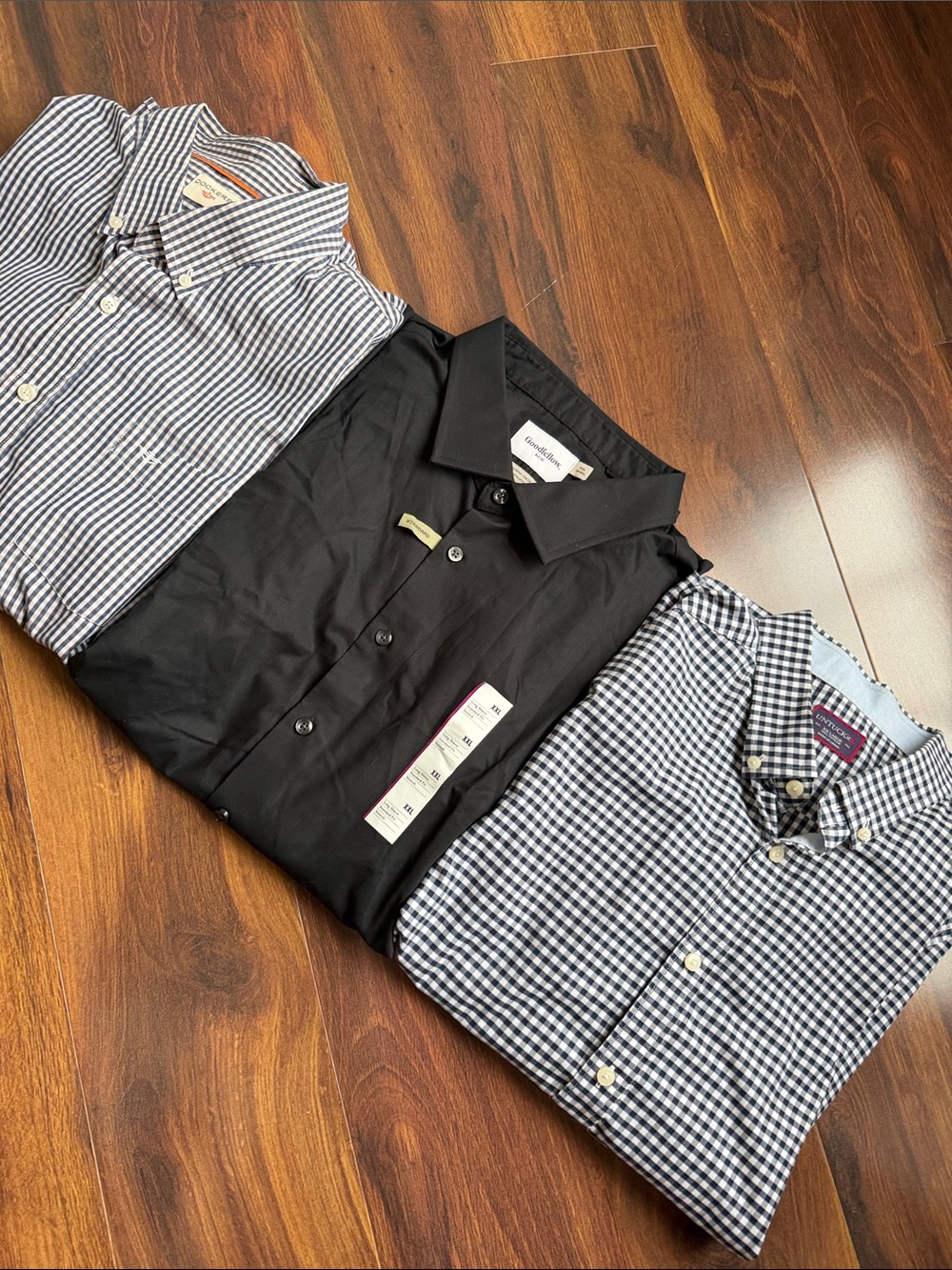 Bundle of 3 Men’s 2XL Button Down Dress Shirts Untuckit, Dockers, Goodfellow